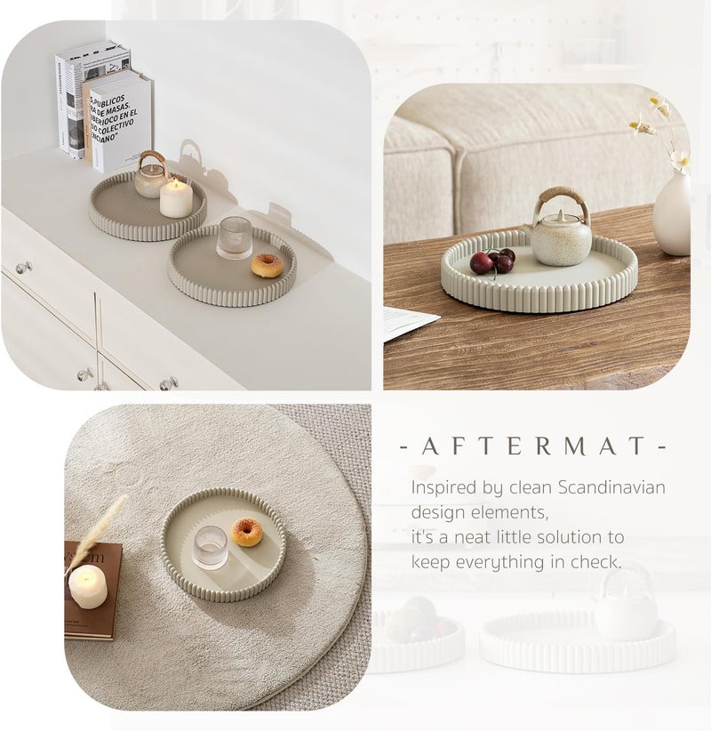 Aftermat Coffee Table Tray, Home Decor Round Tray, Concrete Gray Coffee Table Decor Trays, Serving Decorative Trays for Dining Table - Image 5